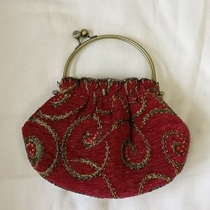 Unique red vintage mini purse with snap closure